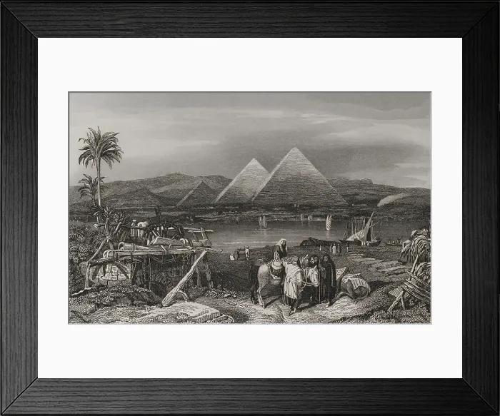 Framed Print : Pyramids from the banks of the Nile, Egypt, 1840. Creator: Emile Rouargue Framed Print : Pyramids from the banks of the Nile, Egypt, 1840. Creator: Emile Rouargue