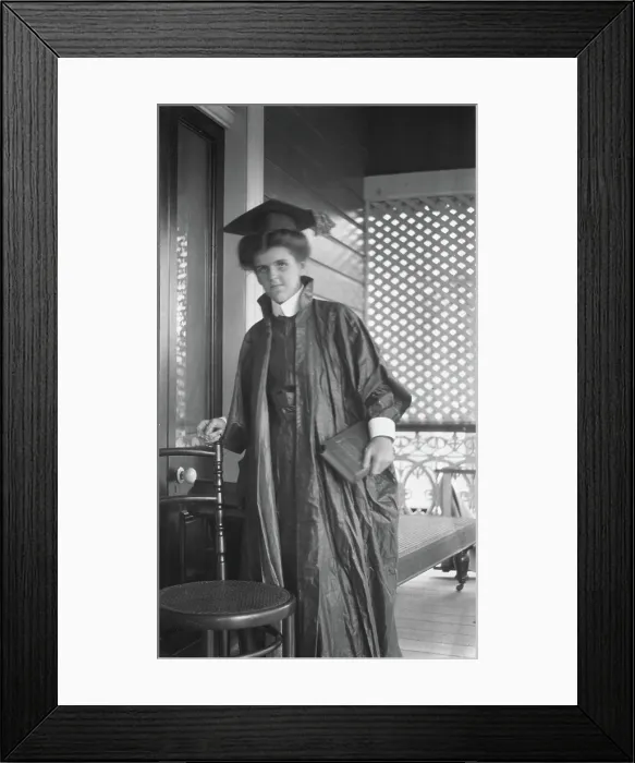 Framed Print : Unknown lady in graduation cap and gown, c1900s. Creator: Robert Augustus Henry L'Estrange. Unknown lady in graduation cap and gown, c1900s Framed Print : Unknown lady in graduation cap and gown, c1900s. Creator: Robert Augustus Henry L'Estrange. Unknown lady in graduation cap and gown, c1900s
