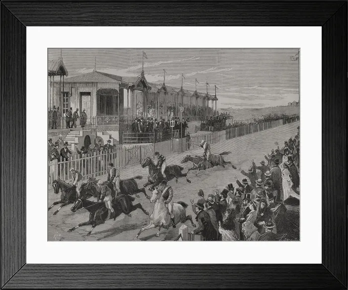 Framed Print : Horse racing at Hipodromo de la Castellana (La Castellana Racecourse), Madrid, Spain...1878 (1879). Creator: Bernardo Rico Framed Print : Horse racing at Hipodromo de la Castellana (La Castellana Racecourse), Madrid, Spain...1878 (1879). Creator: Bernardo Rico