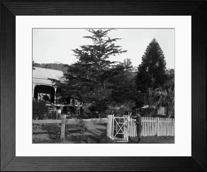 Framed Print : Frederick George Walker at unknown house possibly his home, c1900s Framed Print : Frederick George Walker at unknown house possibly his home, c1900s