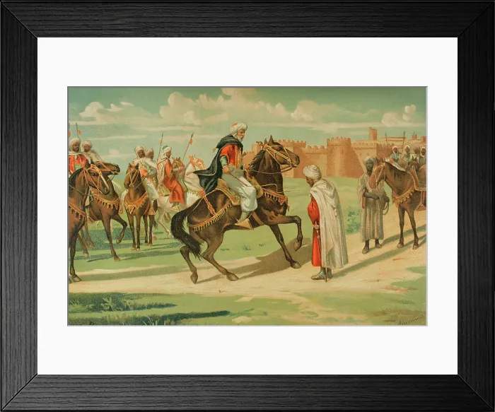 Framed Print : Musa Ibn Nusair (c640-716) whips Tarik ben Yihab's face for disobeying his order Framed Print : Musa Ibn Nusair (c640-716) whips Tarik ben Yihab's face for disobeying his order