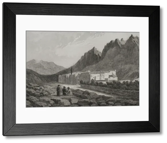 Framed Print : Saint Catherine's Monastery, at the foot of Mount Sinai, 1840. Creator: Charles Nicolas Ransonnette. Saint Catherine's Monastery, at the foot of Mount Sinai, 1840 Framed Print : Saint Catherine's Monastery, at the foot of Mount Sinai, 1840. Creator: Charles Nicolas Ransonnette. Saint Catherine's Monastery, at the foot of Mount Sinai, 1840