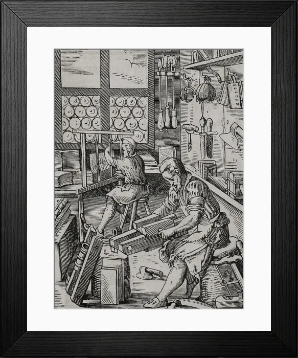 Framed Print : Bindery workshop, 16th century (1877). Creator: Jost Ammon Framed Print : Bindery workshop, 16th century (1877). Creator: Jost Ammon