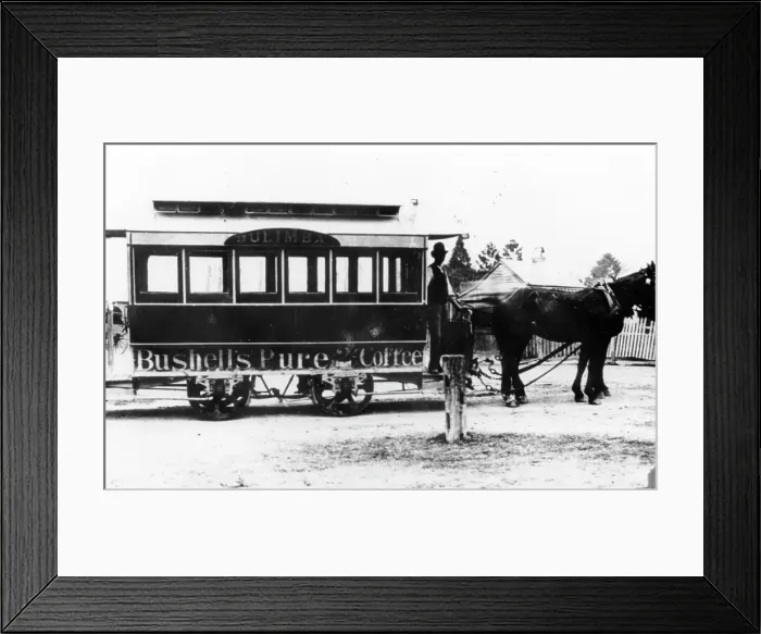 Framed Print : Horsedrawn tram in Brisbane, c1890s. Creator: Unknown Framed Print : Horsedrawn tram in Brisbane, c1890s. Creator: Unknown