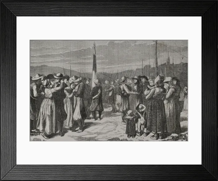 Framed Print : The Breton Mobile Guard bidding farewell to their families, 1871. Creator: Enrique Laporta Valor Framed Print : The Breton Mobile Guard bidding farewell to their families, 1871. Creator: Enrique Laporta Valor