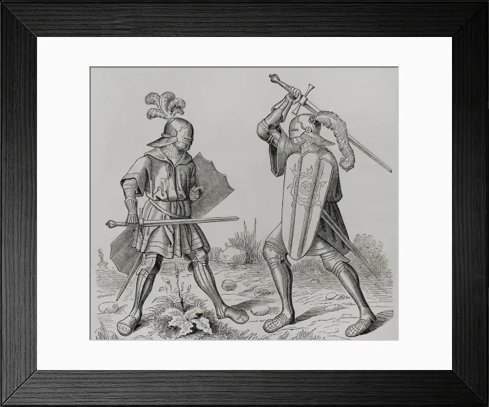 Framed Print : Knights wearing full armour, late 15th century (1877). Creator: Unknown Framed Print : Knights wearing full armour, late 15th century (1877). Creator: Unknown