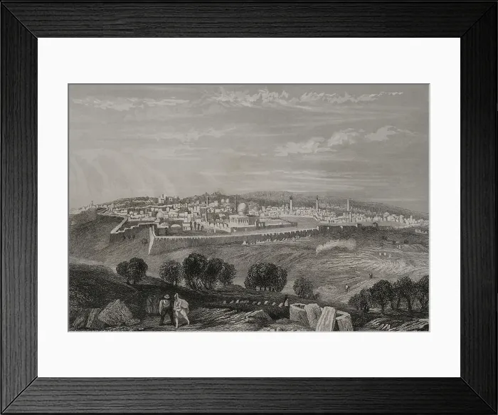 Framed Print : General view from the Mount of Olives, Jerusalem. 1840. Creator: Emile Rouargue Framed Print : General view from the Mount of Olives, Jerusalem. 1840. Creator: Emile Rouargue