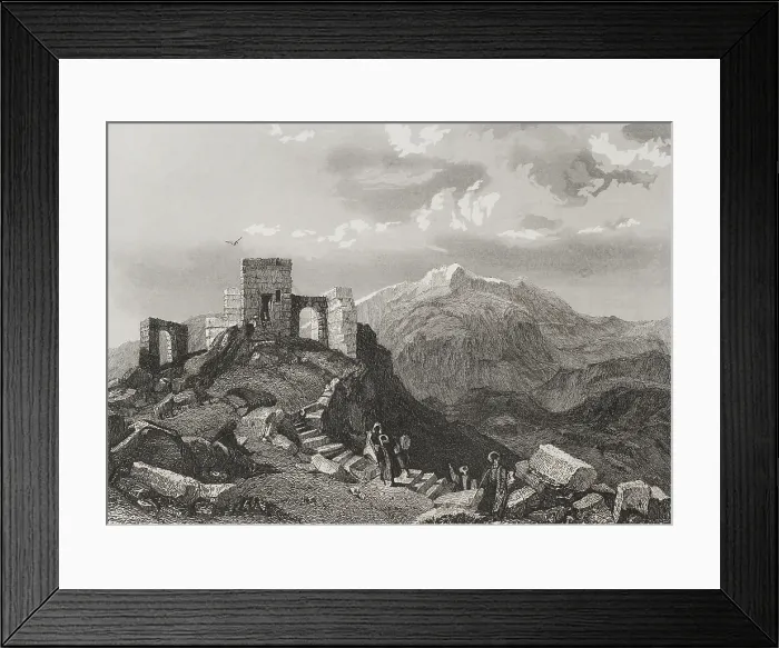 Framed Print : Ruins of a temple, Summit of Mount Sinai. 1840. Creator: Emile Rouargue
