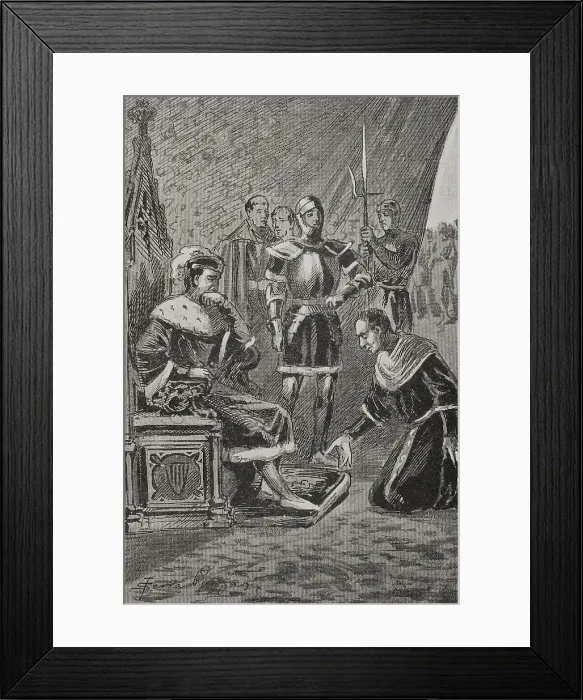 Framed Print : James before Ferdinand I of Aragon, Count of Urgell's revolt (1413-1414), 1890 Framed Print : James before Ferdinand I of Aragon, Count of Urgell's revolt (1413-1414), 1890