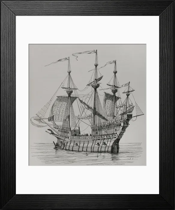 Framed Print : War ship which carried Henry VIII from England to France, for his meeting with King Francis I...1520 Creator: Alexandre-Nicolas Belhatte Framed Print : War ship which carried Henry VIII from England to France, for his meeting with King Francis I...1520 Creator: Alexandre-Nicolas Belhatte