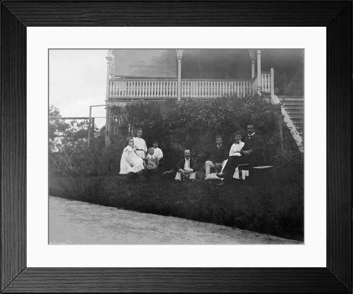 Framed Print : Family photograph at Coralyn Herston, left to right Tom Ely, Elizabeth L'Estrange, Fred... 1906 Framed Print : Family photograph at Coralyn Herston, left to right Tom Ely, Elizabeth L'Estrange, Fred... 1906