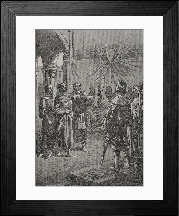 Framed Print : Cataldo Rosso speaking before the king, 1890. Creator: Joan Serra y Pausas Framed Print : Cataldo Rosso speaking before the king, 1890. Creator: Joan Serra y Pausas