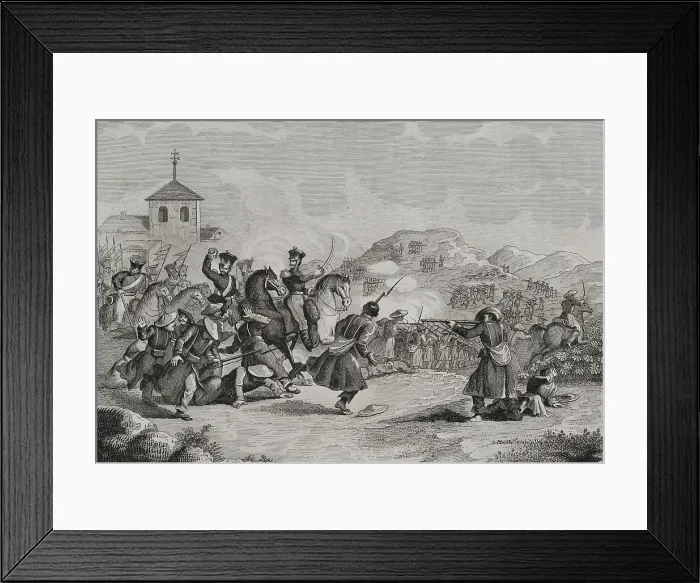 Framed Print : First Carlist War (1833-1840): Skirmish at Hernani, 1842. Creators: Eusebio Zarza, Pedro Celestino Mare Framed Print : First Carlist War (1833-1840): Skirmish at Hernani, 1842. Creators: Eusebio Zarza, Pedro Celestino Mare