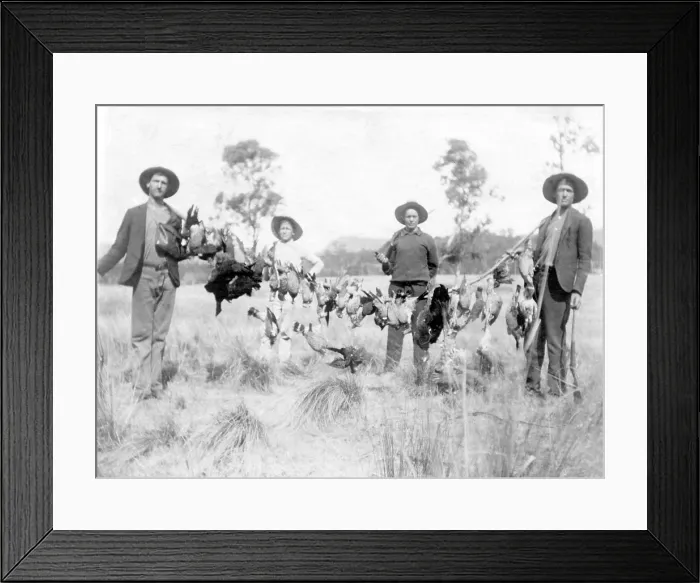 Framed Print : Unknown men and boy with a successful duck shoot, c1900s. Creator: Robert Augustus Henry L'Estrange. Unknown men and boy with a successful duck shoot, c1900s Framed Print : Unknown men and boy with a successful duck shoot, c1900s. Creator: Robert Augustus Henry L'Estrange. Unknown men and boy with a successful duck shoot, c1900s