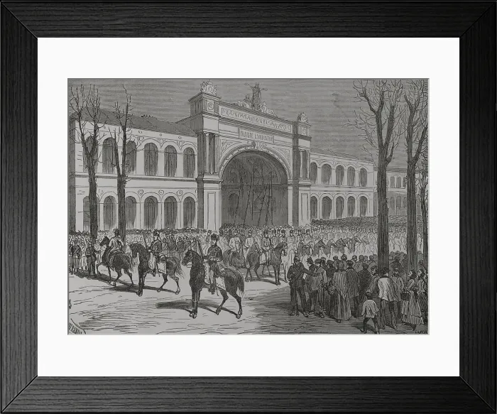Framed Print : Franco-Prussian War (1870-1871): Parade of German troops on the Champs Elysees, 1871. Creators: Fernando Miranda, Enrique Laporta Valor Framed Print : Franco-Prussian War (1870-1871): Parade of German troops on the Champs Elysees, 1871. Creators: Fernando Miranda, Enrique Laporta Valor