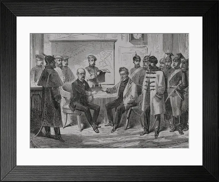 Framed Print : Franco-Prussian War (1870-1871): Armistice ceremony and capitulation of Paris...1871. Creators: Fernando Miranda, Tomas Carlos Capuz Framed Print : Franco-Prussian War (1870-1871): Armistice ceremony and capitulation of Paris...1871. Creators: Fernando Miranda, Tomas Carlos Capuz