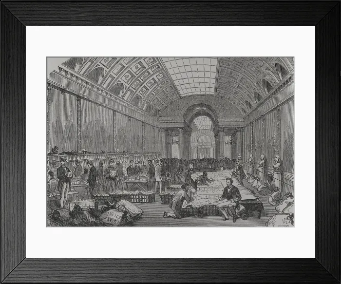 Framed Print : Franco-Prussian War (1870-1871): Central post office, installed in the Gallery of Battles of... 1871 Creators: Fernando Miranda, Manuel Ricord Framed Print : Franco-Prussian War (1870-1871): Central post office, installed in the Gallery of Battles of... 1871 Creators: Fernando Miranda, Manuel Ricord