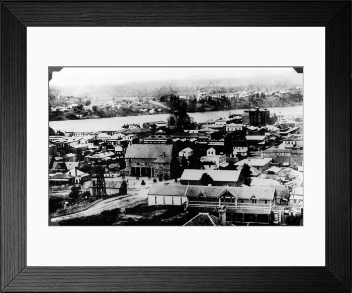 Framed Print : View of Brisbane city's central business district, c1883. Creator: Unknown. View of Brisbane city's central business district, c1883. Creator: Unknown Framed Print : View of Brisbane city's central business district, c1883. Creator: Unknown. View of Brisbane city's central business district, c1883. Creator: Unknown