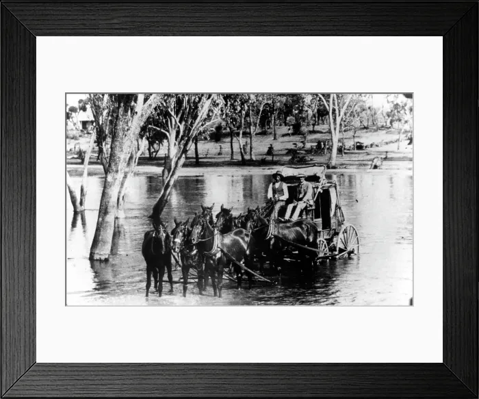 Framed Print : Cobb and Co coach, Old Gympie Road, Kallangur, c1880s. Creator: Unknown Framed Print : Cobb and Co coach, Old Gympie Road, Kallangur, c1880s. Creator: Unknown