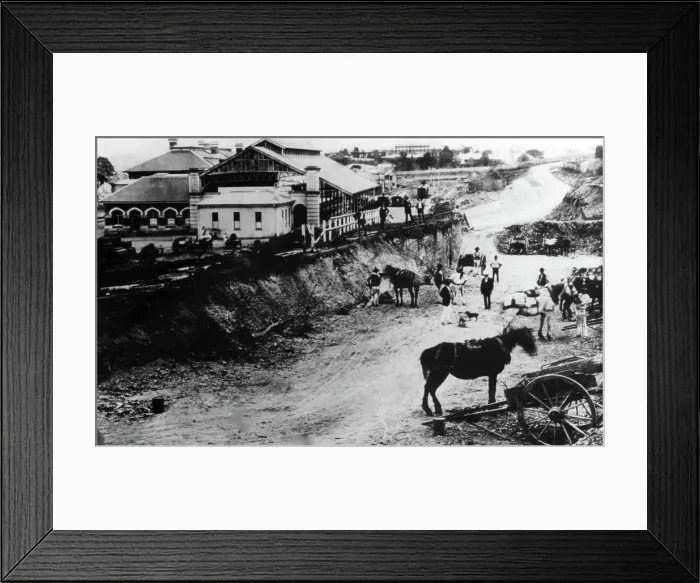 Framed Print : Roma Street Railway Station, railway construction, 1874. Creator: Unknown Framed Print : Roma Street Railway Station, railway construction, 1874. Creator: Unknown