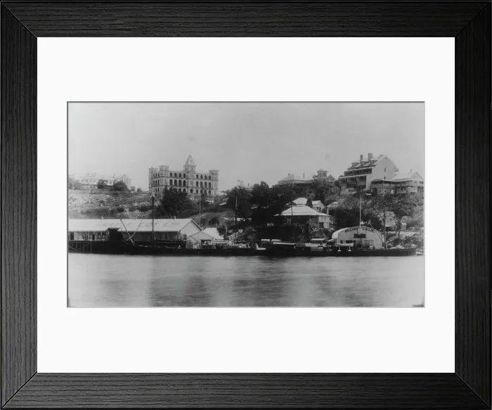 Framed Print : Quinlan and Gray's Wharf and William Collin Wharf, Brisbane, c1892 (Petrie Bight) Framed Print : Quinlan and Gray's Wharf and William Collin Wharf, Brisbane, c1892 (Petrie Bight)