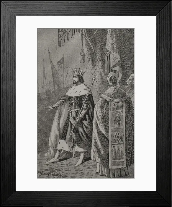 Framed Print : Coronation of Pedro III of Aragon (1240-1285) in Saragossa in November 1276 (1890). Creator: Joan Serra y Pausas Framed Print : Coronation of Pedro III of Aragon (1240-1285) in Saragossa in November 1276 (1890). Creator: Joan Serra y Pausas