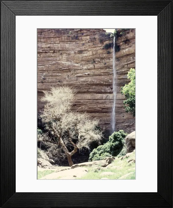 Framed Print : Waterfall before rain, Bandiagara Escarpment, Pays Dogon, Mali, 1990. Creator: Amanda Waite Framed Print : Waterfall before rain, Bandiagara Escarpment, Pays Dogon, Mali, 1990. Creator: Amanda Waite