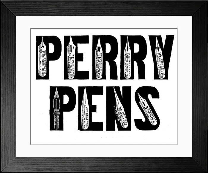 Framed Print : Advertisement for Perry Pens, 1895. Creator: Unknown Framed Print : Advertisement for Perry Pens, 1895. Creator: Unknown