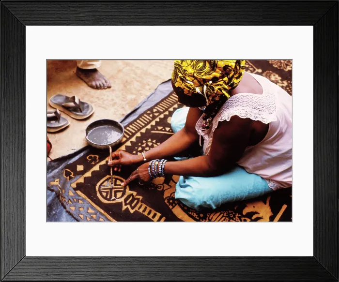 Framed Print : Woman painting with mud from the River Niger, Djenne, Mali, 1990. Creator: Amanda Waite Framed Print : Woman painting with mud from the River Niger, Djenne, Mali, 1990. Creator: Amanda Waite