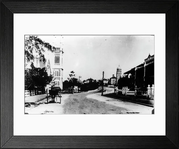 Framed Print : Wickham Terrace, Congregational Church on the left. Baptist Tabernacle on the right, 1894. Creator: Poul C Poulsen Framed Print : Wickham Terrace, Congregational Church on the left. Baptist Tabernacle on the right, 1894. Creator: Poul C Poulsen