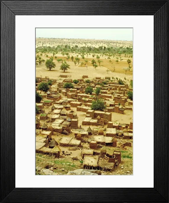Framed Print : Village from the Bandiagara Escarpment, Pays Dogon, Mali, 1990. Creator: Amanda Waite Framed Print : Village from the Bandiagara Escarpment, Pays Dogon, Mali, 1990. Creator: Amanda Waite