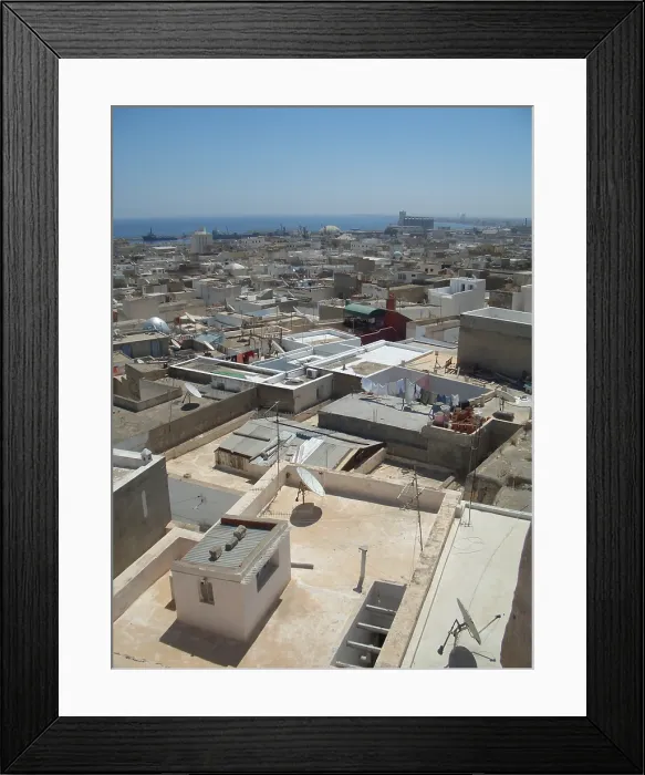 Framed Print : Rooftop view and Mediterranean, Sousse, Tunisia, 2009. Creator: Amanda Waite Framed Print : Rooftop view and Mediterranean, Sousse, Tunisia, 2009. Creator: Amanda Waite