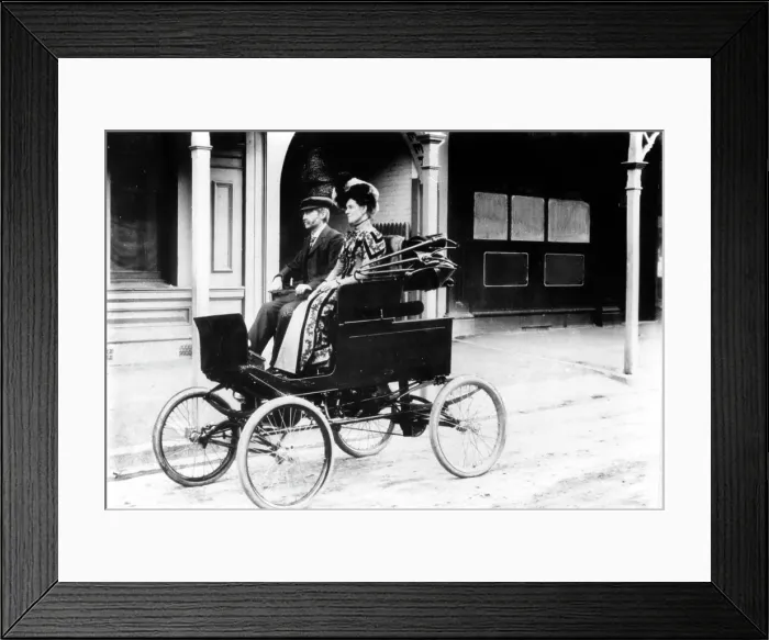 Framed Print : First steam car in Brisbane Mr J Trackson, 1903. Creator: Unknown Framed Print : First steam car in Brisbane Mr J Trackson, 1903. Creator: Unknown