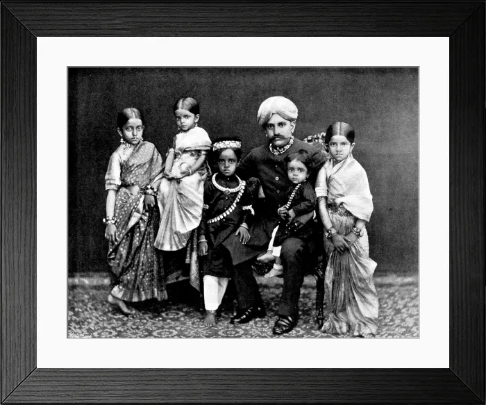 Framed Print : The late Maharajah of Mysore, G.C.S.I. and his family, 1895. Creator: George Meisenbach Framed Print : The late Maharajah of Mysore, G.C.S.I. and his family, 1895. Creator: George Meisenbach
