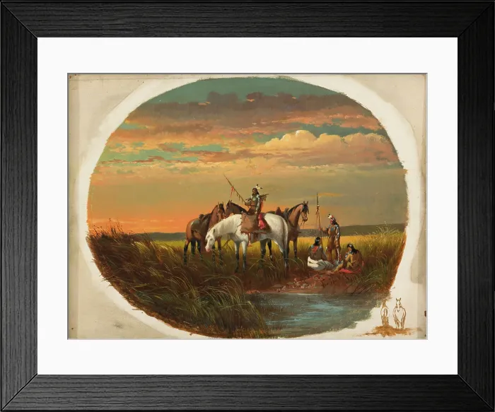 Framed Print : A Halt on the Prairie for a Smoke, between 1860 and 1872. Creator: John Mix Stanley Framed Print : A Halt on the Prairie for a Smoke, between 1860 and 1872. Creator: John Mix Stanley