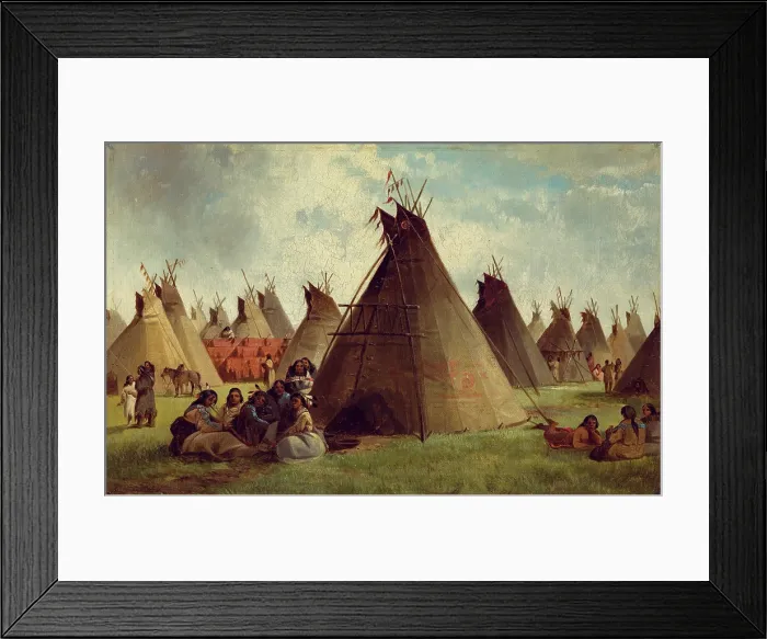 Framed Print : Prairie Indian Encampment, c1870. Creator: John Mix Stanley Framed Print : Prairie Indian Encampment, c1870. Creator: John Mix Stanley