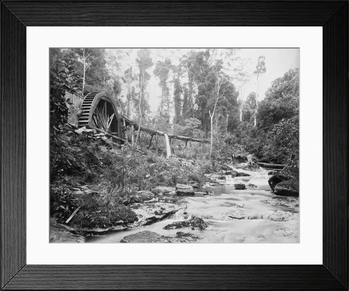 Framed Print : Mt Tamborine water wheel, Queensland, 1892. Creator: Poul C Poulsen Framed Print : Mt Tamborine water wheel, Queensland, 1892. Creator: Poul C Poulsen