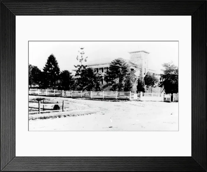 Framed Print : Brisbane General Hospital as seen from Bowen Bridge Road in Herston, c1879. Creator: Unknown Framed Print : Brisbane General Hospital as seen from Bowen Bridge Road in Herston, c1879. Creator: Unknown