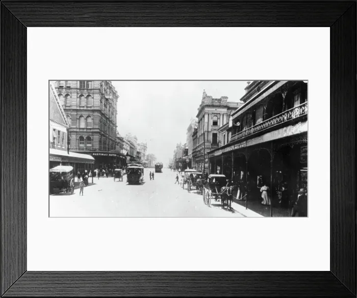 Framed Print : Looking down Queen Street past Edward Street towards The Bight, 1900. Creator: Unknown. Looking down Queen Street past Edward Street towards The Bight, 1900 Framed Print : Looking down Queen Street past Edward Street towards The Bight, 1900. Creator: Unknown. Looking down Queen Street past Edward Street towards The Bight, 1900