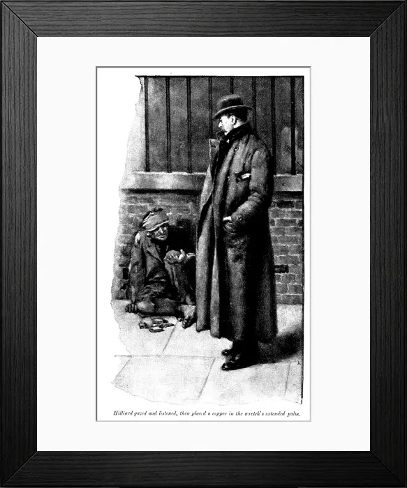 Framed Print : Eve's Ransom: Hilliard gazed... then placed a copper in the wretch's extended palm, 1895 Framed Print : Eve's Ransom: Hilliard gazed... then placed a copper in the wretch's extended palm, 1895