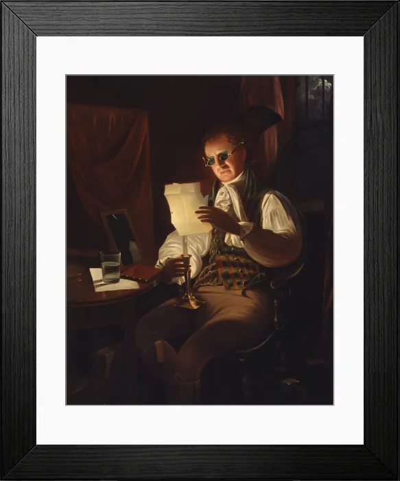 Framed Print : Man Reading by Candlelight, between 1805 and 1808. Creator: Rembrandt Peale Framed Print : Man Reading by Candlelight, between 1805 and 1808. Creator: Rembrandt Peale