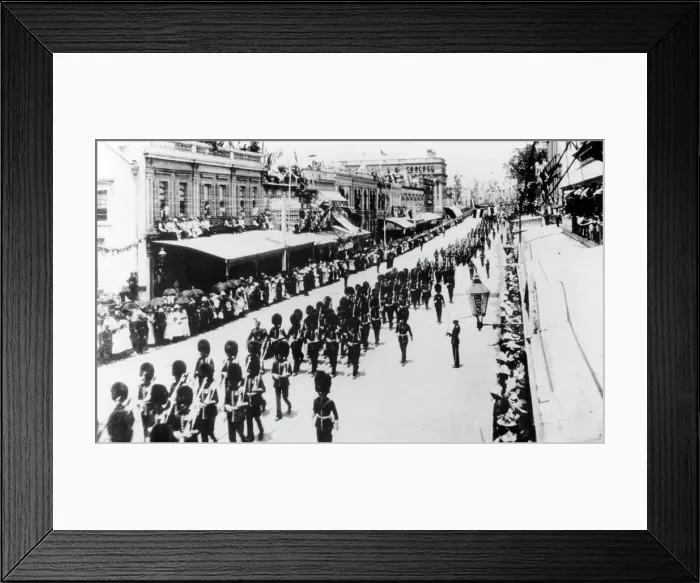Framed Print : Procession with the Imperial Troops, Queen Street, Brisbane, Queensland, 1901. Creator: Unknown Framed Print : Procession with the Imperial Troops, Queen Street, Brisbane, Queensland, 1901. Creator: Unknown