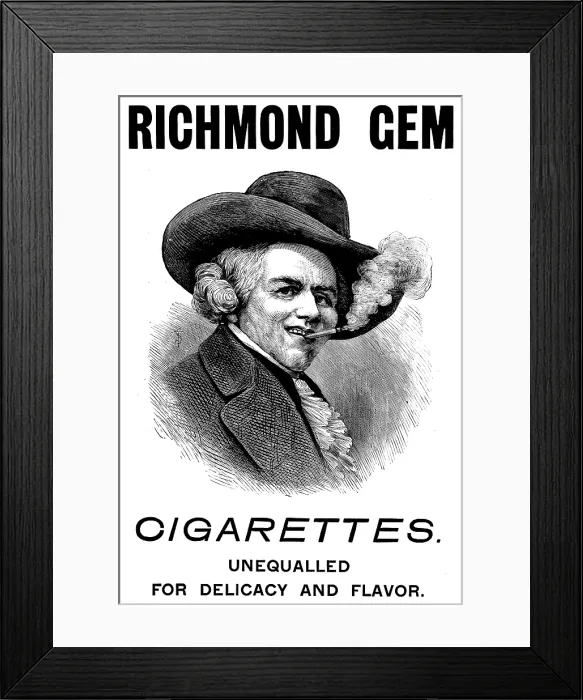 Framed Print : Advertisement for Richmond Gem Cigarettes, 1895. Creator: Unknown Framed Print : Advertisement for Richmond Gem Cigarettes, 1895. Creator: Unknown