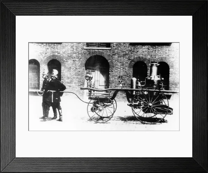 Framed Print : Early Fire Engine, c1890s. Creator: Unknown Framed Print : Early Fire Engine, c1890s. Creator: Unknown
