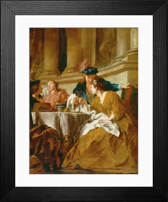 Framed Print : Luncheon with Figures in Masquerade Dress, 1725. Creators: Jean Francois de Troy, Workshop of Jean Francois de Troy Framed Print : Luncheon with Figures in Masquerade Dress, 1725. Creators: Jean Francois de Troy, Workshop of Jean Francois de Troy