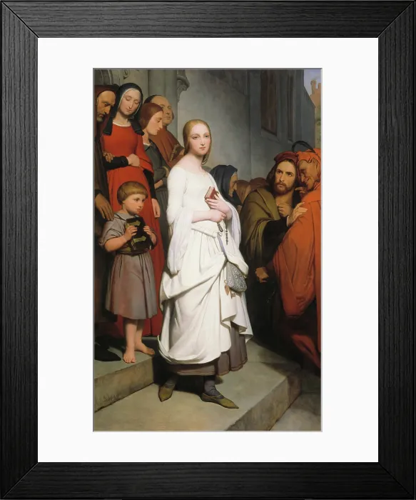Framed Print : Marguerite Leaving Church, 1838. Creator: Ary Scheffer Framed Print : Marguerite Leaving Church, 1838. Creator: Ary Scheffer