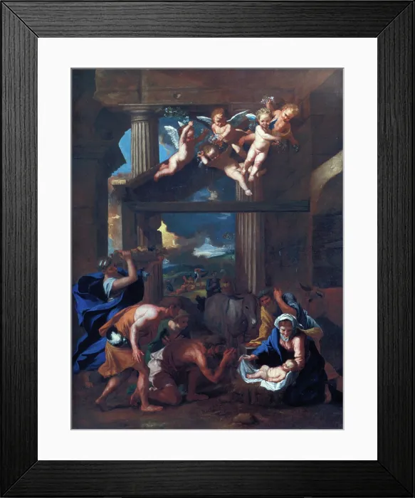Framed Print : Adoration of the Shepherds, 17th century. Creator: School of Nicolas Poussin Framed Print : Adoration of the Shepherds, 17th century. Creator: School of Nicolas Poussin