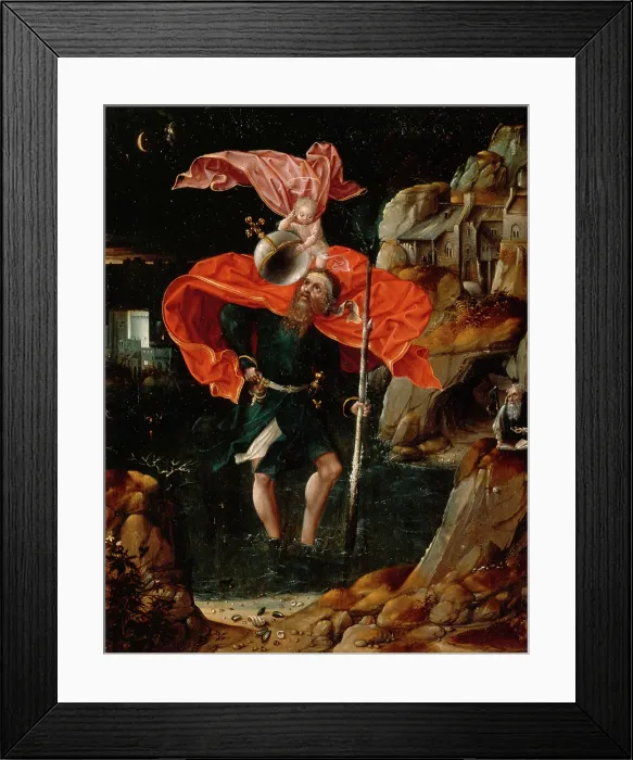 Framed Print : The Legend of St. Christopher, 16th century. Creator: Unknown Framed Print : The Legend of St. Christopher, 16th century. Creator: Unknown
