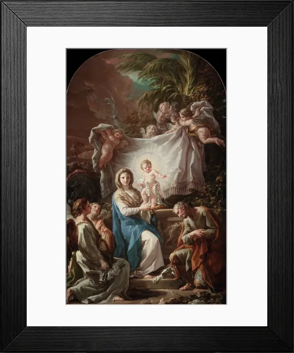 Framed Print : Rest on the Flight into Egypt, between 1764 and 1765. Creator: Corrado Giaquinto Framed Print : Rest on the Flight into Egypt, between 1764 and 1765. Creator: Corrado Giaquinto