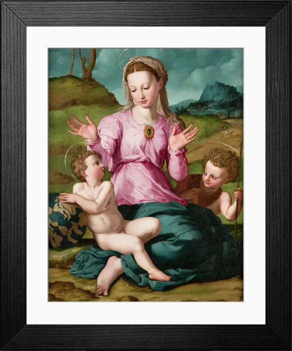 Framed Print : Madonna and Child with Saint John the Baptist, c1540. Creator: Agnolo Bronzino Framed Print : Madonna and Child with Saint John the Baptist, c1540. Creator: Agnolo Bronzino
